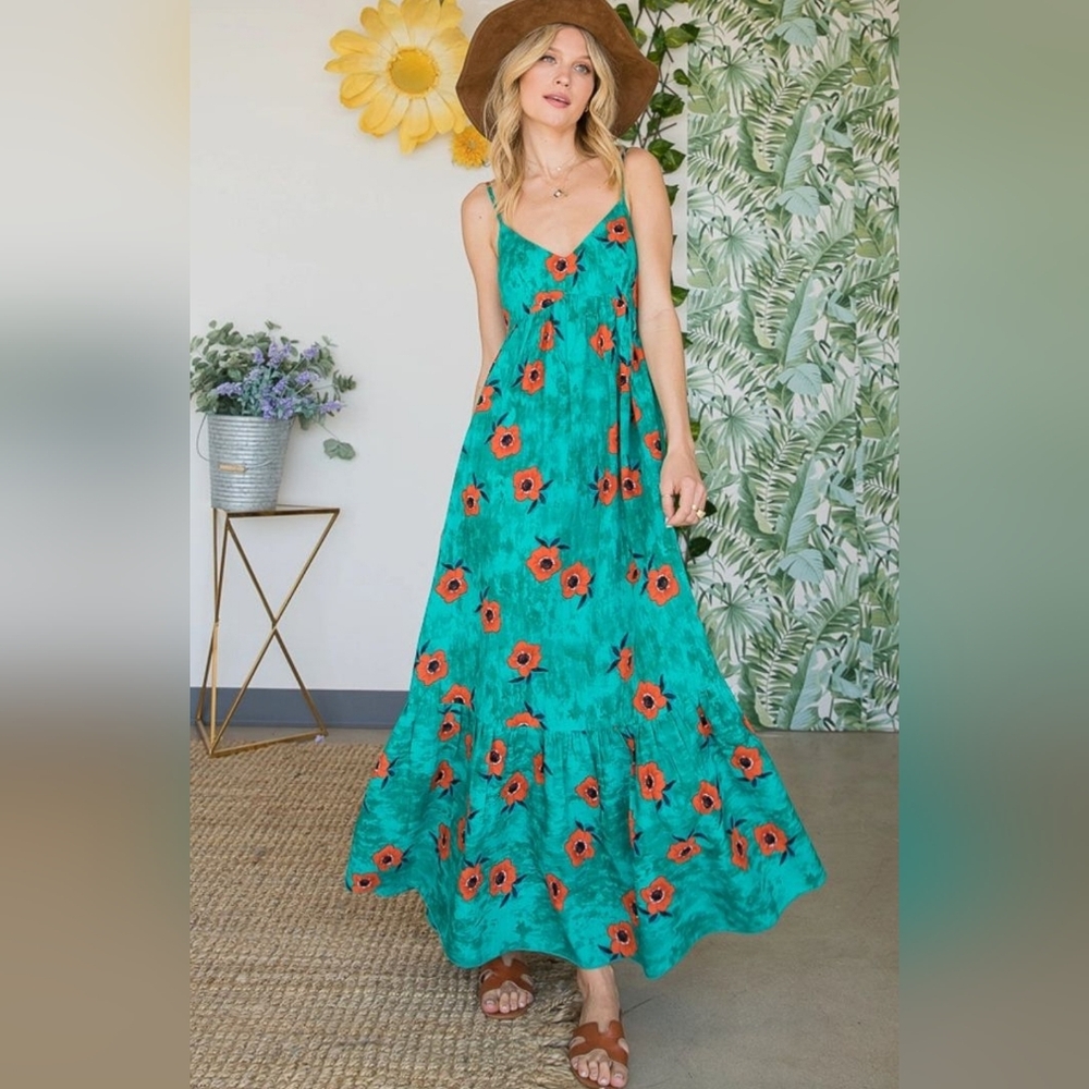 Bucket List Floral Ruffle Maxi Dress